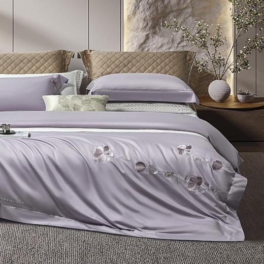 雅韵宫廷刺绣系列 清莹-烟紫 38.4%莱赛尔 61.6%棉 商品图0