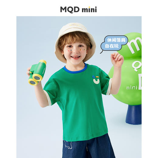 【冰冰棉】【80-140】【MQDmini】男童夏季短袖T恤保持微笑宽松休闲上衣 商品图4