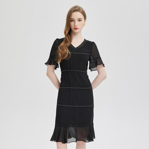 PF822斯尔丽2024春夏新款飘逸雪纺款蛋糕型设计连衣裙 商品图0