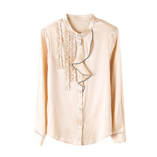 ASE9222木边耳纯色气质优雅女士衬衫 商品图4