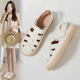 ZHR则则猪笼鞋女法式沙滩鞋2024新款百搭罗马编织凉鞋ins包头单鞋