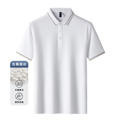 【含桑蚕丝】罗蒙男士夏季时尚polo衫男短袖休闲男士t恤短袖polo衫 商品图1