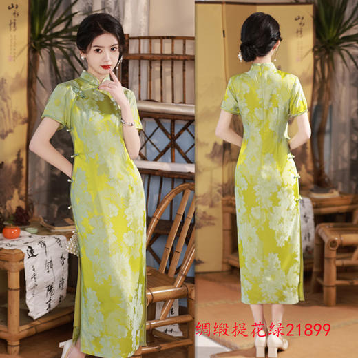 2024春夏新款中老年女士提花老上海复古国风长款短袖旗袍SYK21899 商品图2