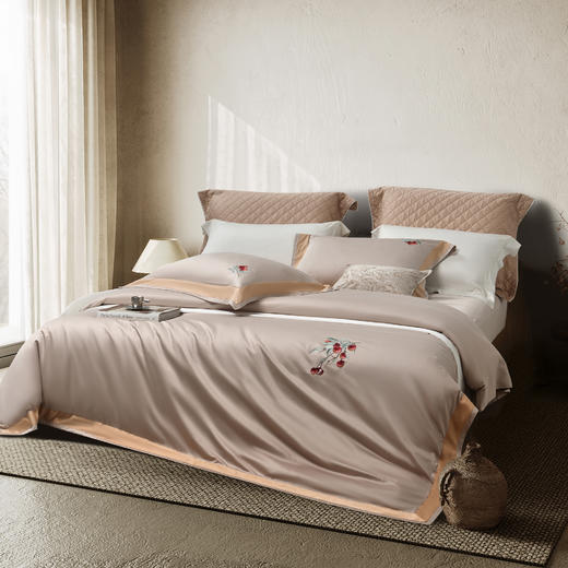 雅韵宫廷刺绣系列 大吉大荔-烟灰   80支全棉贡缎 商品图1