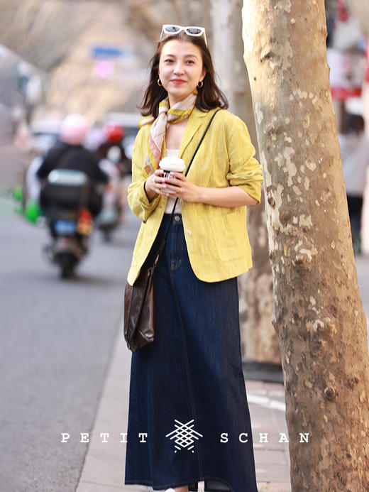 PETIT SCHAN小闪 CLO#468 sonnet 十四行诗 奥地利兰精莫代尔直筒微A型百搭牛仔半裙 商品图3