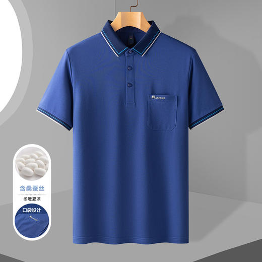 14LP3301【含桑蚕丝】罗蒙男士高周波polo衫男短袖男夏季薄款男士短袖t恤男 商品图3