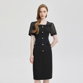 PF809斯尔丽2024新款法式蕾丝拼接包臀小香式白领通勤高级感显瘦连衣裙