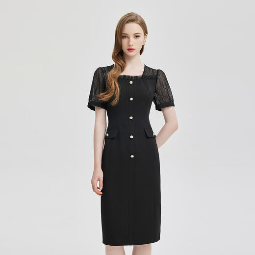 PF809斯尔丽2024新款法式蕾丝拼接包臀小香式白领通勤高级感显瘦连衣裙 商品图0