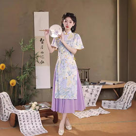 新中式国风日常，奥黛气质长款改良旗袍XL-24135