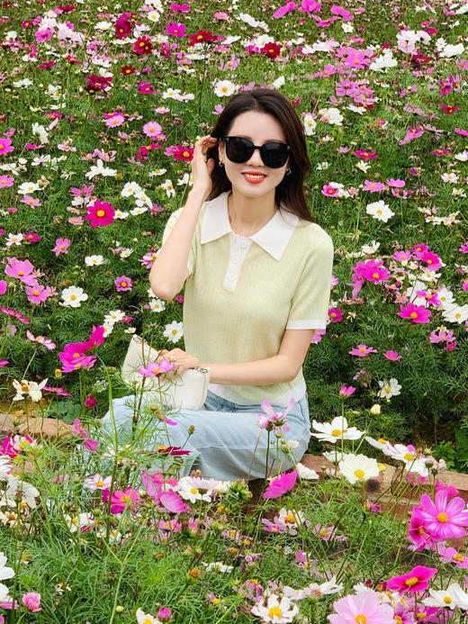 【百图lulu好物】【清凉POLO衫】知性 POLO领 清新有氧 短袖 针织衫 商品图14