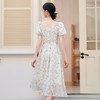 西遇法式复古茶歇连衣裙女夏季新款碎花少女花苞袖短袖梭织裙D1040749 商品缩略图4
