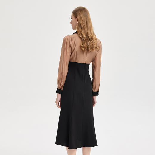 PF828斯尔丽24新款撞色尖领办公室白领气质优雅连衣裙 商品图1