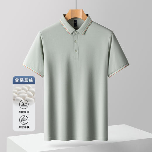 【含桑蚕丝】罗蒙男士夏季polo衫男短袖大众休闲男士t恤短袖polo衫 商品图10