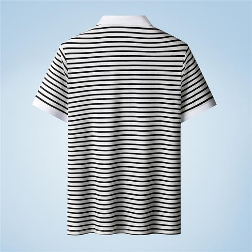 【含桑蚕丝】罗蒙夏季条纹男士t恤短袖polo衫商务polo衫男短袖 商品图7