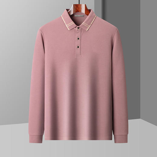 【含桑蚕丝】圣得西男士撞色翻领Polo衫2025秋季新款商务长T恤 商品图2