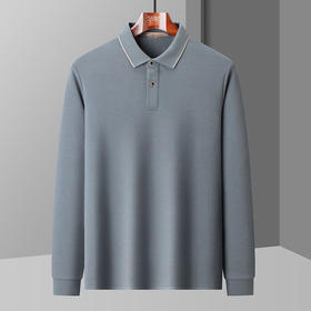 【含桑蚕丝】圣得西春秋季新款男士弹力棉质撞色翻领polo衫男