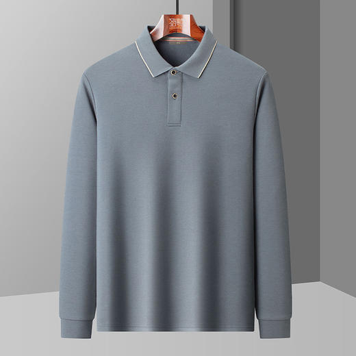 【含桑蚕丝】圣得西春秋季新款男士弹力棉质撞色翻领polo衫男 商品图0