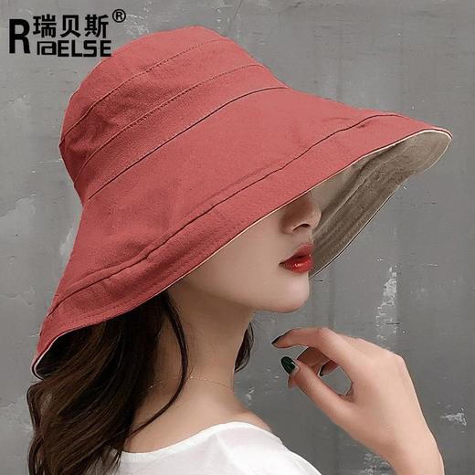 【48小时发货】2024夏防晒帽子夏季日系双面拼色大沿春秋渔夫帽女士遮阳帽防晒帽子韩可折叠 商品图2
