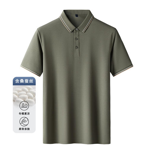 【含桑蚕丝】罗蒙男士夏季时尚polo衫男短袖休闲男士t恤短袖polo衫 商品图3