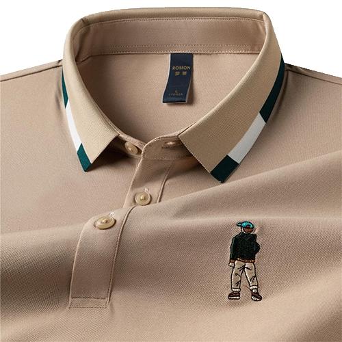 【含桑蚕丝】罗蒙夏季男士休闲t恤短袖polo衫商务polo衫男短袖 商品图2