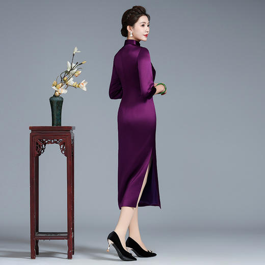 LHS-B120高端宴装 平时可穿春季新款醋酸旗袍裙 商品图3