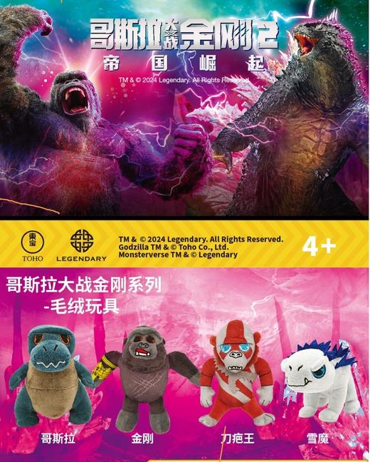 美国2024年电影同款正版哥斯拉大战金刚毛绒玩具面具 商品图1