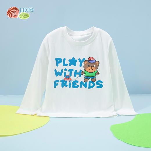 贝贝怡儿童t恤男24夏季新款休闲萌趣小熊薄款透气短袖男ZB1DS039 商品图4