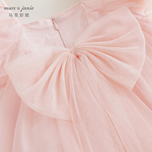 马克珍妮2024年夏装新款女童甜美小花满印泡泡袖网纱连衣裙240663 商品图4
