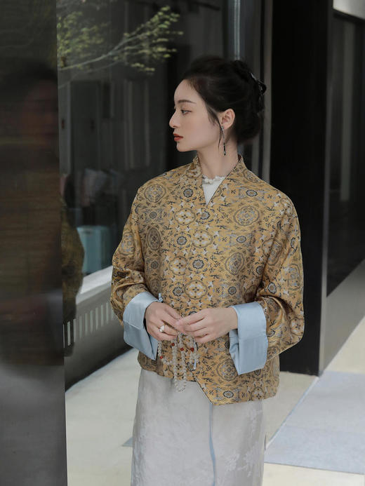 盛唐牡丹 |鹤鹿同春宋锦交叉外套 商品图0