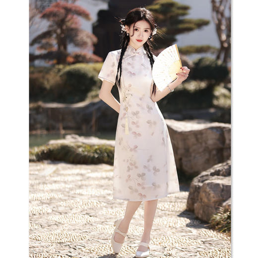 2024春夏新款现代年轻少女时尚改良新中式A版短袖旗袍SYK 21883 商品图3