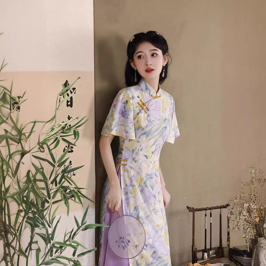新中式国风日常，奥黛气质长款改良旗袍XL-24135 商品图4