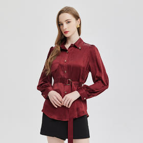 PE257斯尔丽24春夏新款设计感绑带不对称口袋显瘦时尚小众长衬衫