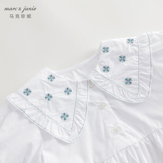 马克珍妮女童复古绣花娃娃领连衣裙儿童裙子2024年夏装新款240653 商品图3