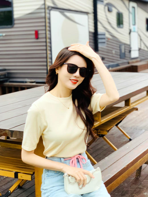 【百图lulu定制】【仿羊绒针织衫】仿羊绒 质感 柔软细腻 短袖针织衫 商品图7