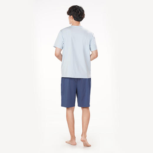 都市丽人都市锋尚舒适外出春夏睡衣男32支CVC单面家居服薄款短袖短裤男士棉质套装FH42B5 商品图3