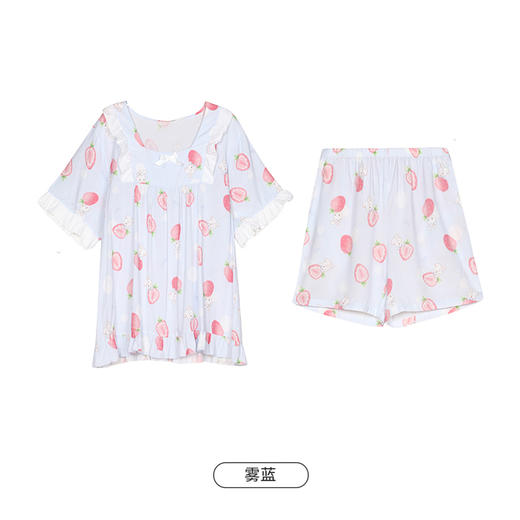 都市丽人生活家居春夏睡衣女梭织人棉家居服薄款短袖短裤女士梭织棉套装LH42B7 商品图10