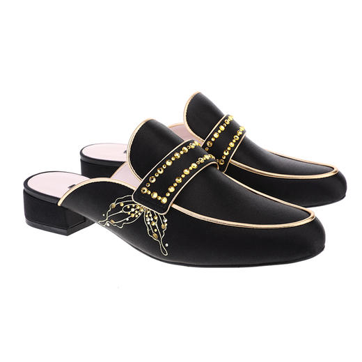 sheme新中式蝶雨彩虹系列丝绸搭配刺绣水晶休闲时尚女士包头拖鞋可定制 商品图5