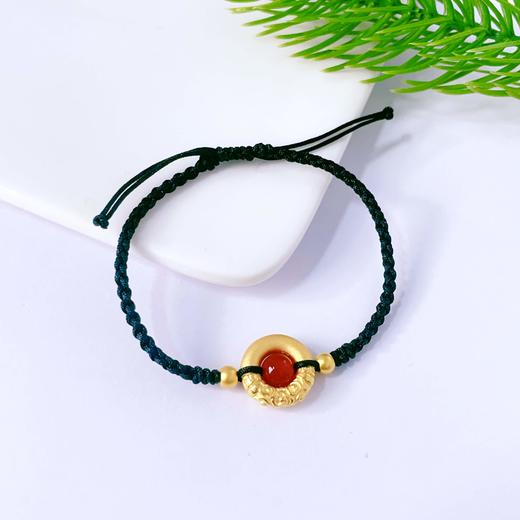 【限时7.5折】【定价黄金】足金 #热卖 #悟空 3D硬金红玛瑙相思豆祥云悟空金箍棒平安扣双珠黑色调节成品手串(AJ3DSC00200)（预售产品下单后不退款不退货不换货不补差价） 商品图2
