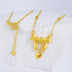 【限时克减128元】足金999 #小红书 (足金999字印)5G黄金蝴蝶结爱心间珠调节套链在逃公主套链(5GTL00155)（预售产品下单后不退款不退货不换货不补差价