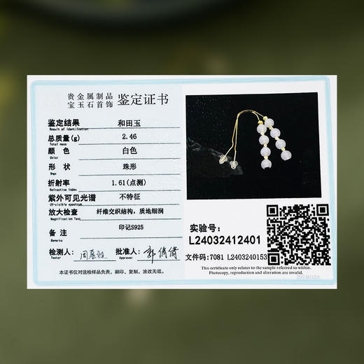 ysfb-03007【云赏珠宝】新中式和田玉玲珑耳坠s925纯银耳线耳环 商品图3