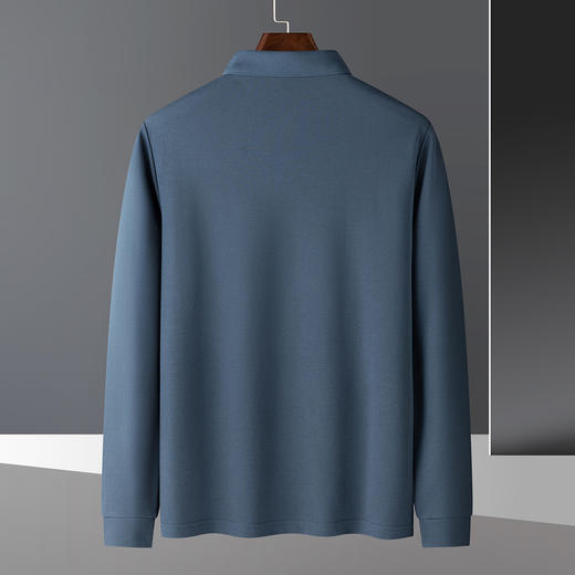 14LP8026罗蒙男士虎头刺绣polo衫男长袖t恤男春秋加厚双面布男士t恤长袖上衣 商品图5