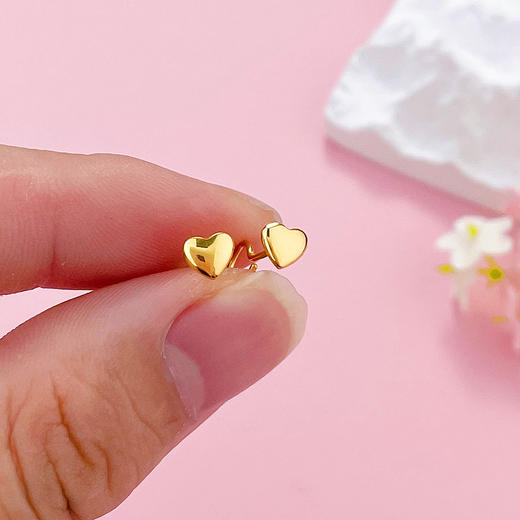 【限时7.5折】【定价黄金】足金999 (足金999字印)5G黄金光面爱心耳钉心形耳钉(5GES00667)（预售产品下单后不退款不退货不换货不补差价）（预售产品下单后不退款不退货不换货不补差价） 商品图2