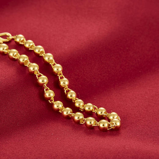 【限时克减150元】足金999.9 黄金纯光珠链(珠6.2-6.6mm)纯圆珠链手链佛珠手链(SL00001-10)（预售产品下单后不退款不退货不换货不补差价） 商品图1