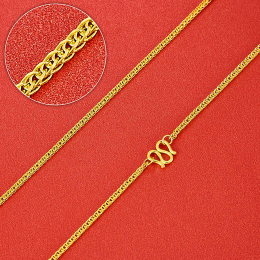 【限时克减150元】足金999.99 五9黄金方肖邦链项链(ACXL00005-4)补差价）补差价）预售产品下单后不退款不退货不换货不补差价 商品图0