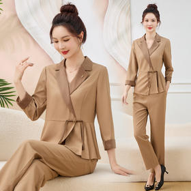 时尚洋气休闲，长裤职业西装两件套HR-MLLJ6670