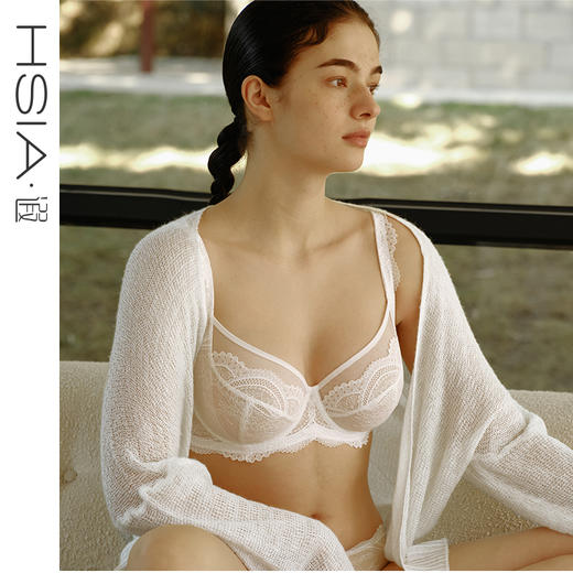 【小皇冠内衣】遐全罩杯防下垂微聚拢胸罩白色薄款大胸显小文胸夏 商品图0