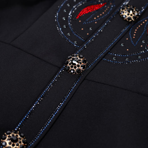 MC815斯尔丽2024春季新款衬衫领拼蕾丝烫钻收腰显瘦七分袖连衣裙 商品图5