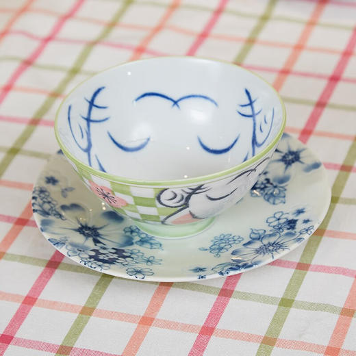 12cm饭碗 市松猫 绿 商品图1