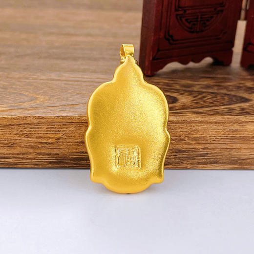 【限时克减128元】足金999.9 古法半实心福字佛头吊坠(ANWZGFDZ00160)（预售产品下单后不退款不退货不换货不补差价）（预售产品下单后不退款不退货不换货不补差价） 商品图1