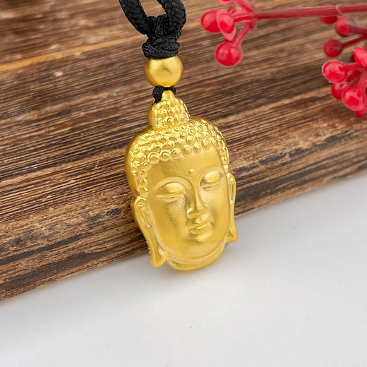 【限时克减150元】足金999 古法半实心挂绳福字佛头吊坠（含珠子）(YGFDZ00001-9)（预售产品下单后不退款不退货不换货不补差价）（预售产品下单后不退款不退货不换货不补差价） 商品图2